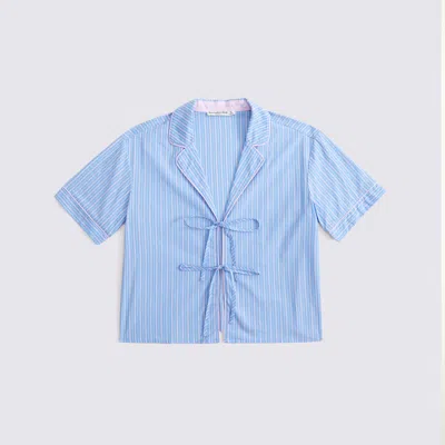 Abercrombie & Fitch Short-sleeve Tie-front Sleep Shirt In Multi