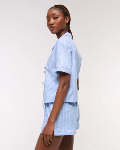 Abercrombie & Fitch Short-sleeve Tie-front Sleep Shirt In Multi