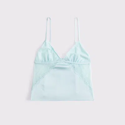 Abercrombie & Fitch Sheer Lace And Satin Cami In Blue
