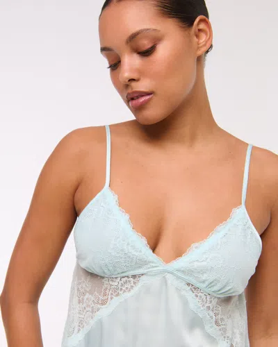 Abercrombie & Fitch Sheer Lace And Satin Cami In Blue