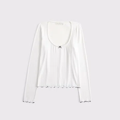 Abercrombie & Fitch Long-sleeve Pointelle Sleep Top In Multi