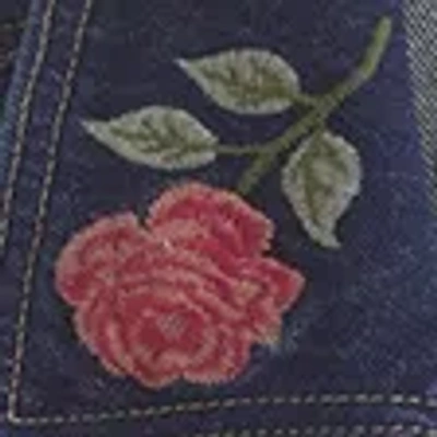 Abercrombie & Fitch Embroidered Denim Zip-up Jacket In Blue