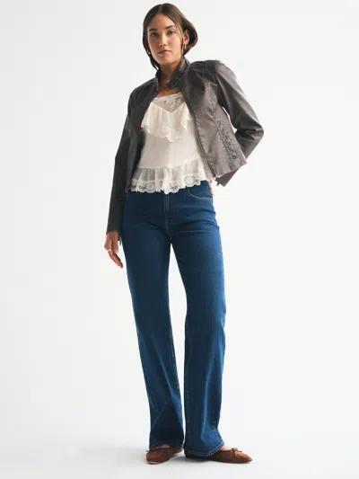 Abercrombie & Fitch Slim Vegan Leather Mockneck Jacket In Brown