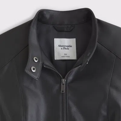 Abercrombie & Fitch Slim Vegan Leather Mockneck Jacket In Black