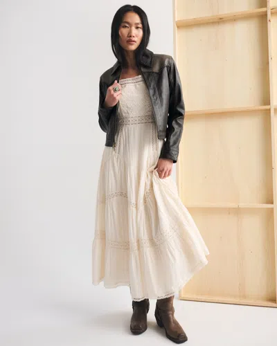 Abercrombie & Fitch Western Genuine Leather Jacket In Black