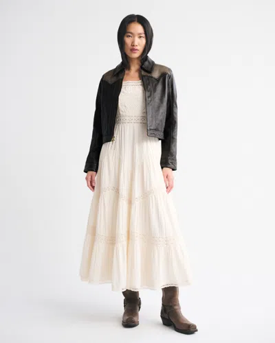 Abercrombie & Fitch Western Genuine Leather Jacket In Black