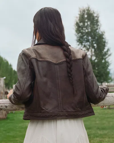 Abercrombie & Fitch Western Genuine Leather Jacket In Black