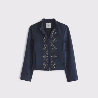 Abercrombie & Fitch Vegan Suede Embellished Jacket In Purple