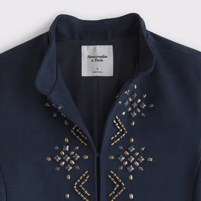 Abercrombie & Fitch Vegan Suede Embellished Jacket In Purple