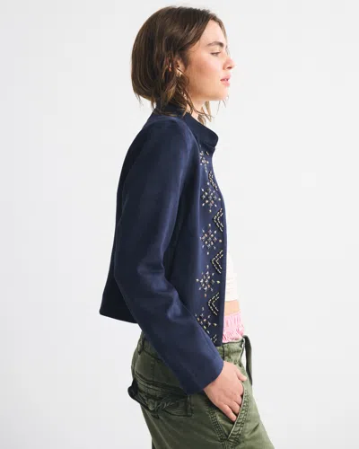 Abercrombie & Fitch Vegan Suede Embellished Jacket In Purple