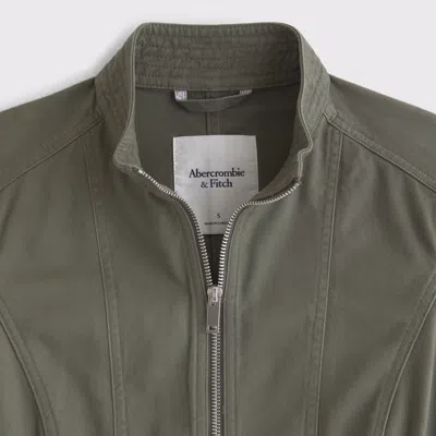 Abercrombie & Fitch Slim Zip Twill Jacket In Green