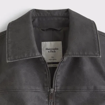 Abercrombie & Fitch Slim Zip Vegan Leather Jacket In Black