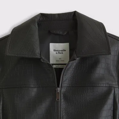 Abercrombie & Fitch Slim Zip Vegan Leather Jacket In Black