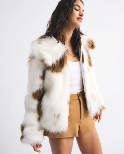 Abercrombie & Fitch Short Faux Fur Coat In Multi