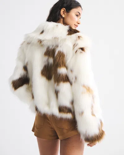 Abercrombie & Fitch Short Faux Fur Coat In Multi