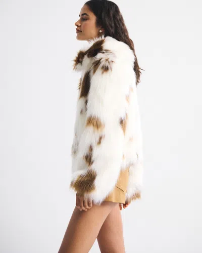 Abercrombie & Fitch Short Faux Fur Coat In Multi