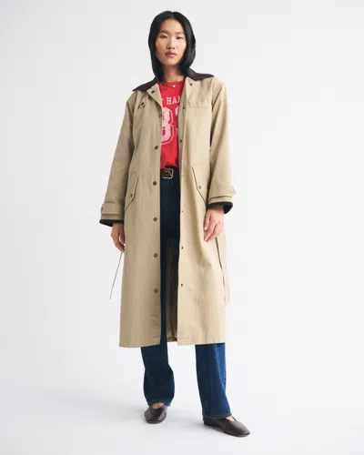 Abercrombie & Fitch Waxed Mac Coat In Green