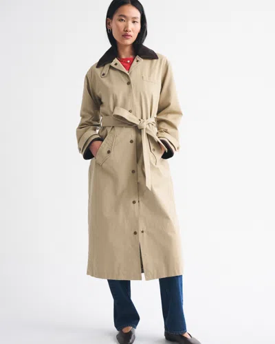 Abercrombie & Fitch Waxed Mac Coat In Green