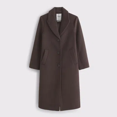 Abercrombie & Fitch Recycled Wool-blend Tailored Topcoat In Brown