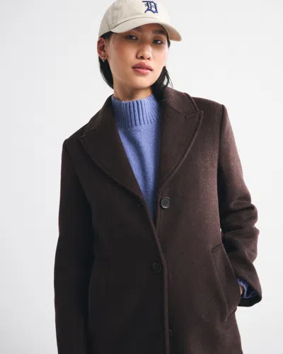 Abercrombie & Fitch Recycled Wool-blend Tailored Topcoat In Brown