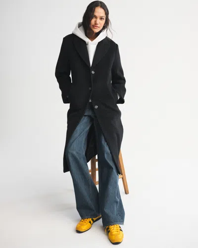 Abercrombie & Fitch Wool-blend Tailored Topcoat In Black