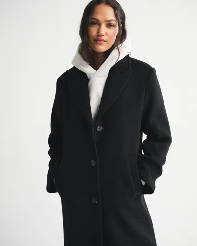 Abercrombie & Fitch Wool-blend Tailored Topcoat In Black