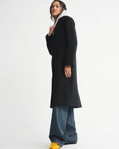 Abercrombie & Fitch Wool-blend Tailored Topcoat In Black