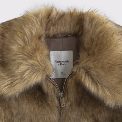 Abercrombie & Fitch Short Faux Fur Coat In Brown