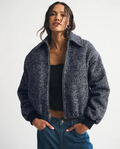 Abercrombie & Fitch Wool-blend Bubble Hem Coat In Black
