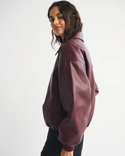 Abercrombie & Fitch Vegan Leather Bubble Hem Coat In Burgundy