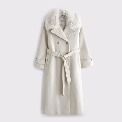 Abercrombie & Fitch A&f Carrie Wool-blend Trench Coat In Gray