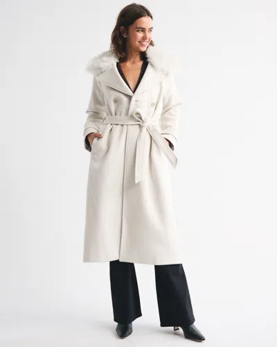 Abercrombie & Fitch A&f Carrie Wool-blend Trench Coat In Gray