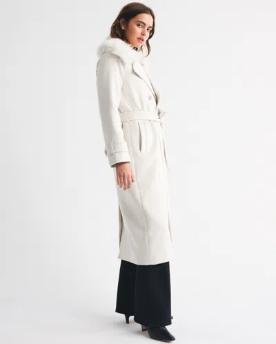 Abercrombie & Fitch A&f Carrie Wool-blend Trench Coat In Gray