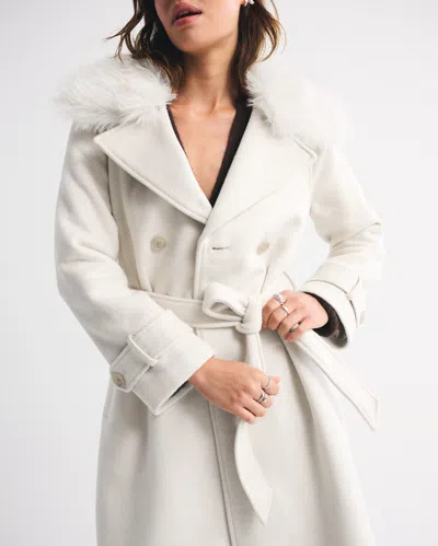 Abercrombie & Fitch A&f Carrie Wool-blend Trench Coat In Gray