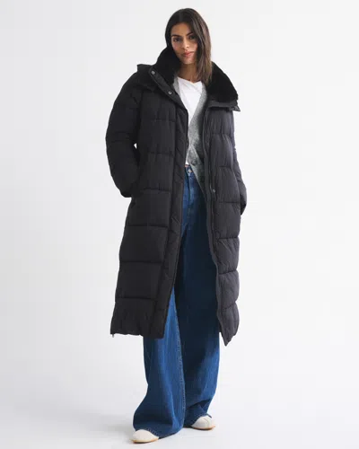 Abercrombie & Fitch Long Puffer In Black