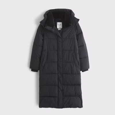 Abercrombie & Fitch Long Puffer In Black