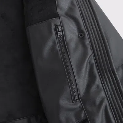 Abercrombie & Fitch Vegan Leather Long Puffer In Black