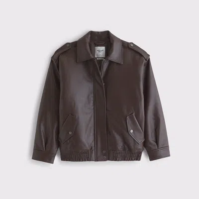 Abercrombie & Fitch Vegan Leather Bomber Jacket In Black