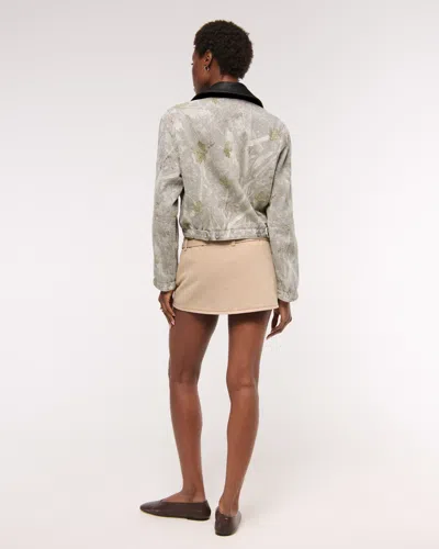 Abercrombie & Fitch Cropped Twill Trucker Jacket In Green