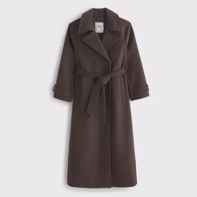 Abercrombie & Fitch A&f Carrie Wool-blend Trench Coat In Brown