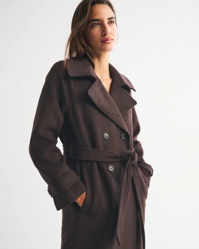 Abercrombie & Fitch A&f Carrie Wool-blend Trench Coat In Brown