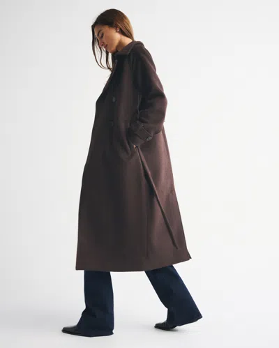 Abercrombie & Fitch A&f Carrie Wool-blend Trench Coat In Brown