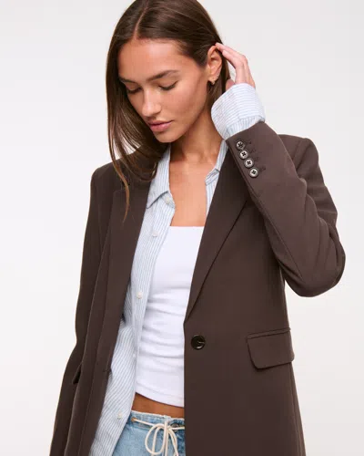 Abercrombie & Fitch Classic Suiting Blazer In Brown
