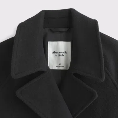 Abercrombie & Fitch A&f Carrie Wool-blend Trench Coat In Black