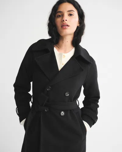 Abercrombie & Fitch A&f Carrie Wool-blend Trench Coat In Black
