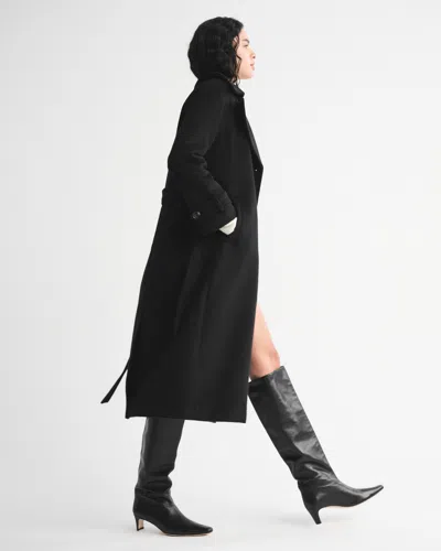 Abercrombie & Fitch A&f Carrie Wool-blend Trench Coat In Black