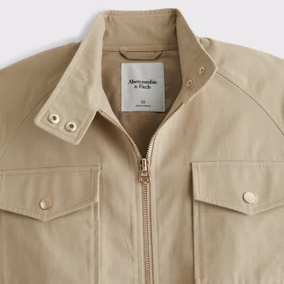 Abercrombie & Fitch Relaxed Twill Bomber Jacket In Neutral