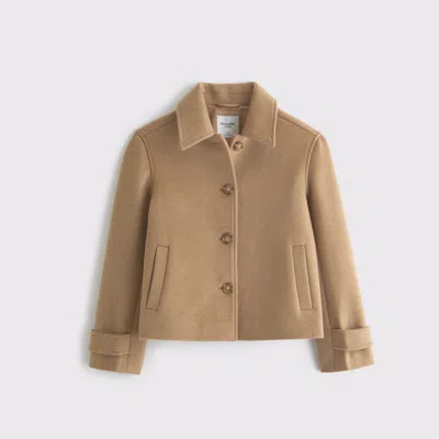 Abercrombie & Fitch Short Wool-blend Coat In Brown