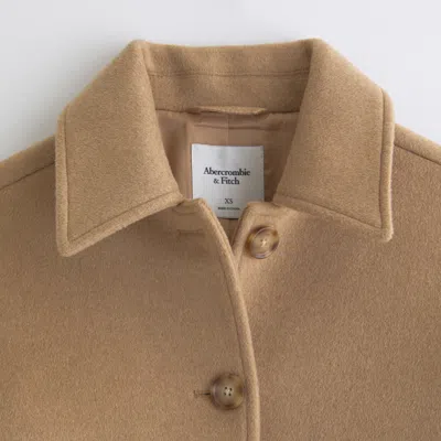 Abercrombie & Fitch Short Wool-blend Coat In Brown