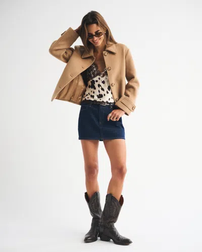 Abercrombie & Fitch Short Wool-blend Coat In Brown